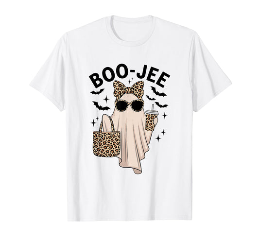 Coquette Leopard Ghost Coffee Boo-JEE Halloween Boujee Ghost T-Shirt