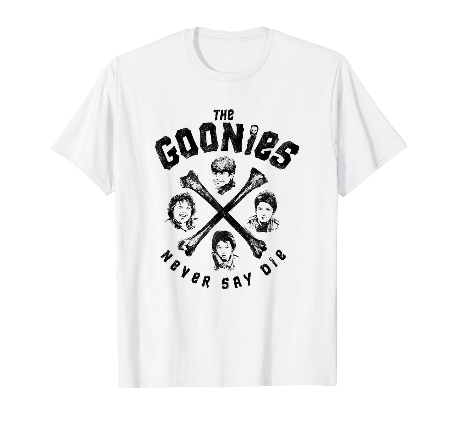 The Goonies Crossbones and Cast Never Say Die Movie T-Shirt