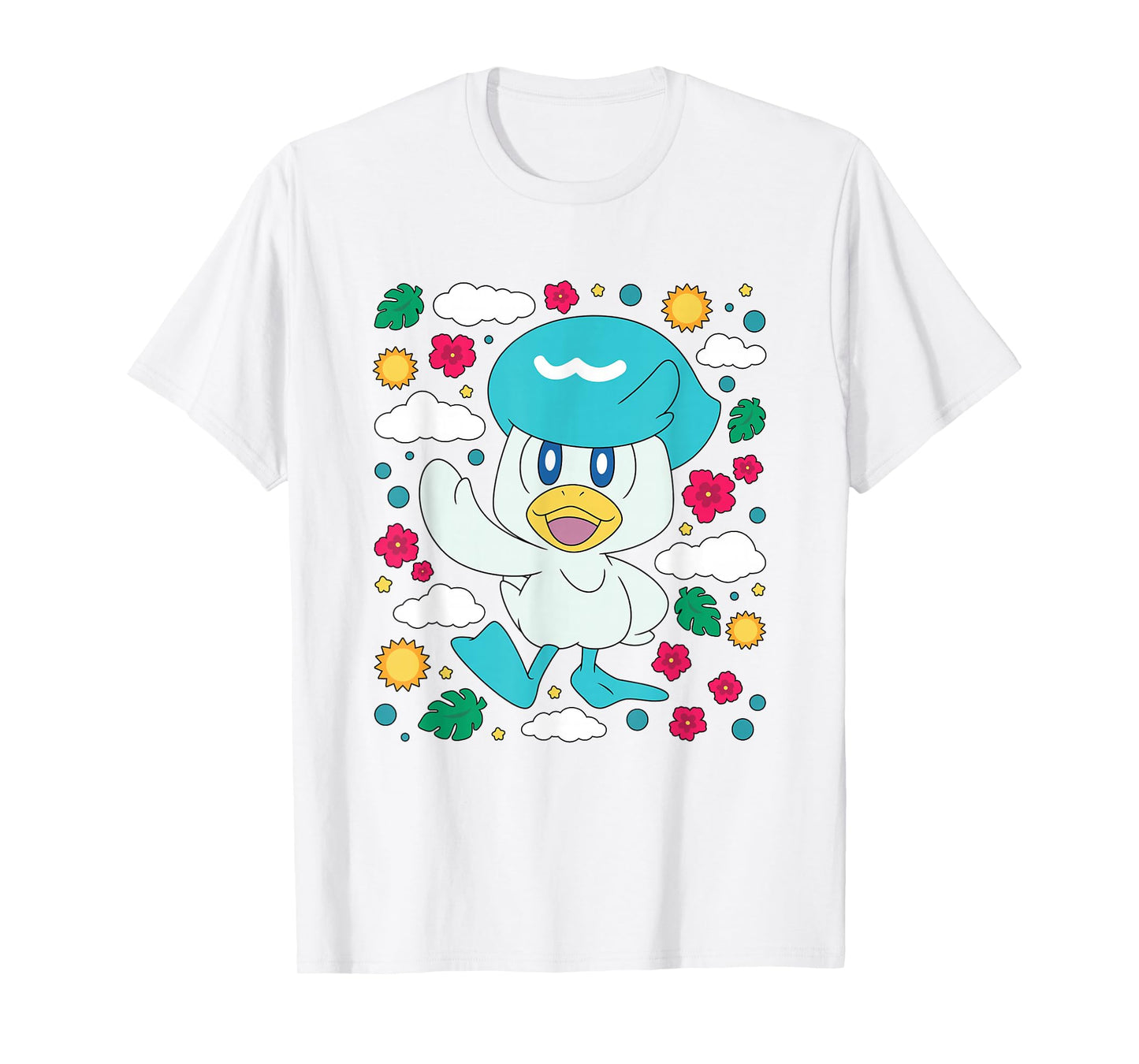 Pokémon Iconic Cute Quaxly Colorful Big Chest Logo T-Shirt