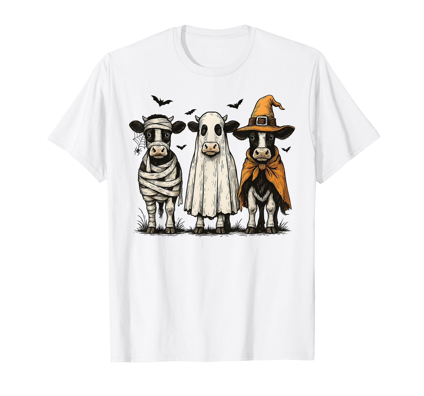 Cow Halloween Spooky Cow Ghost Witch Cow Halloween Cow Lover T-Shirt