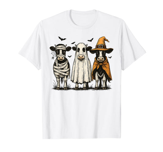 Cow Halloween Spooky Cow Ghost Witch Cow Halloween Cow Lover T-Shirt