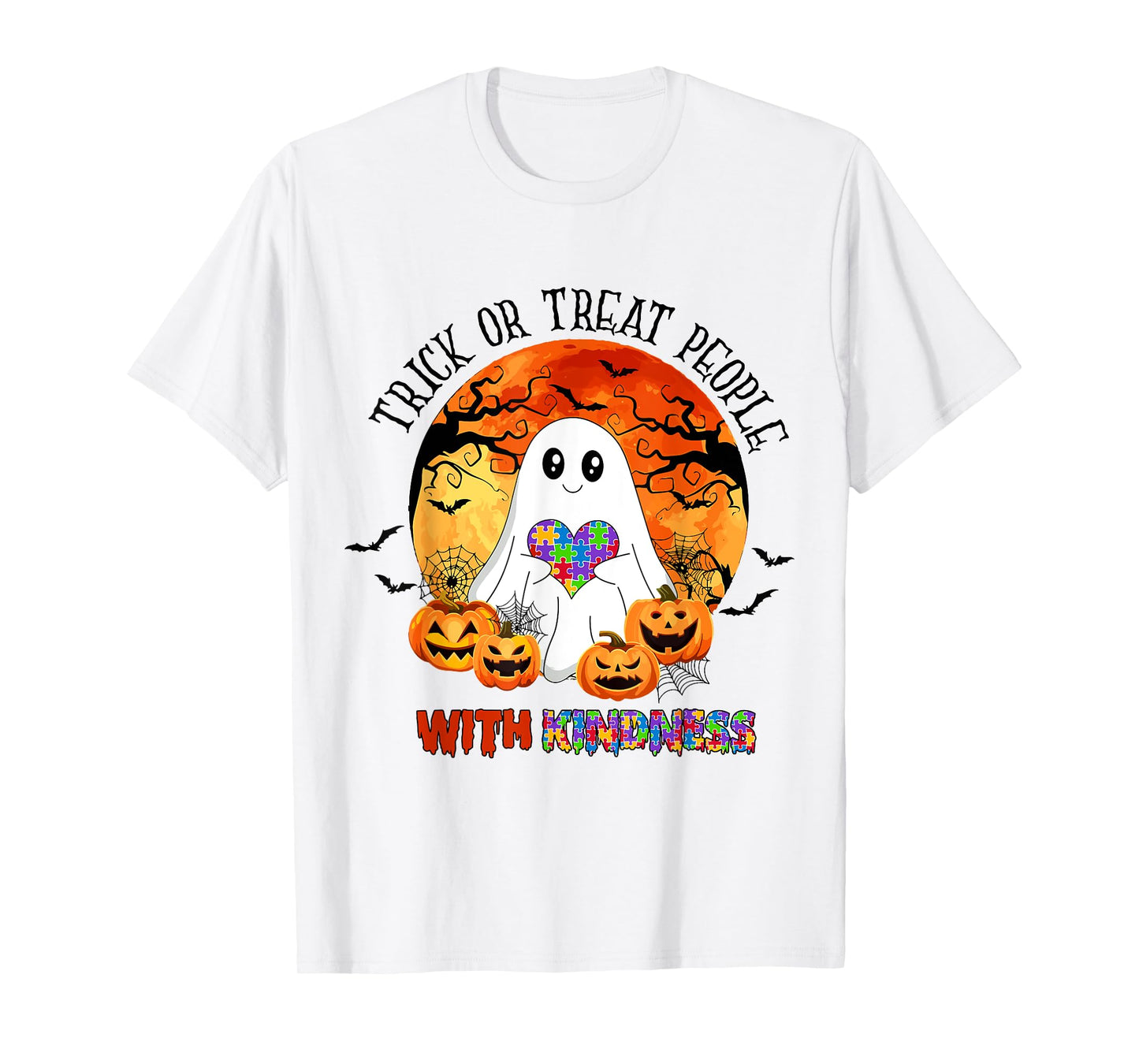 Trick or Treat People With Kindness Halloween Autism T-Shirt