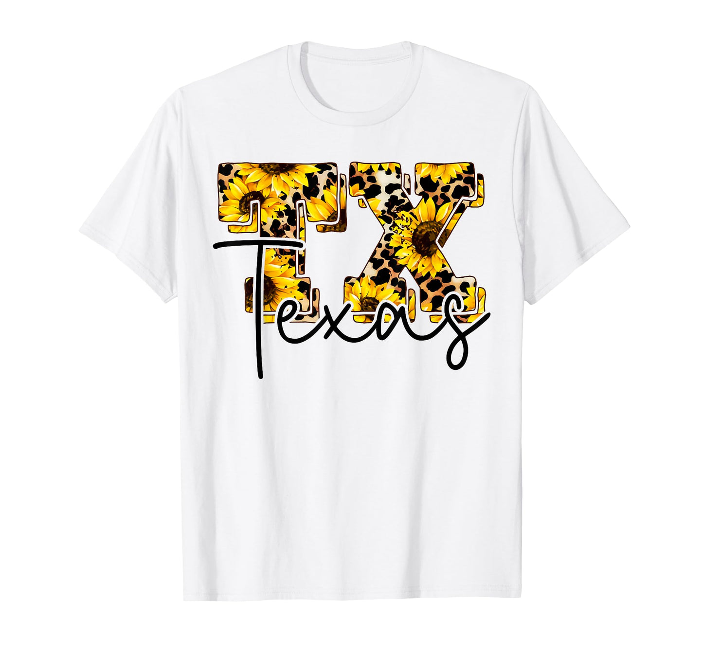 Womens Texas Sunflower Leopard Print Gift T-Shirt