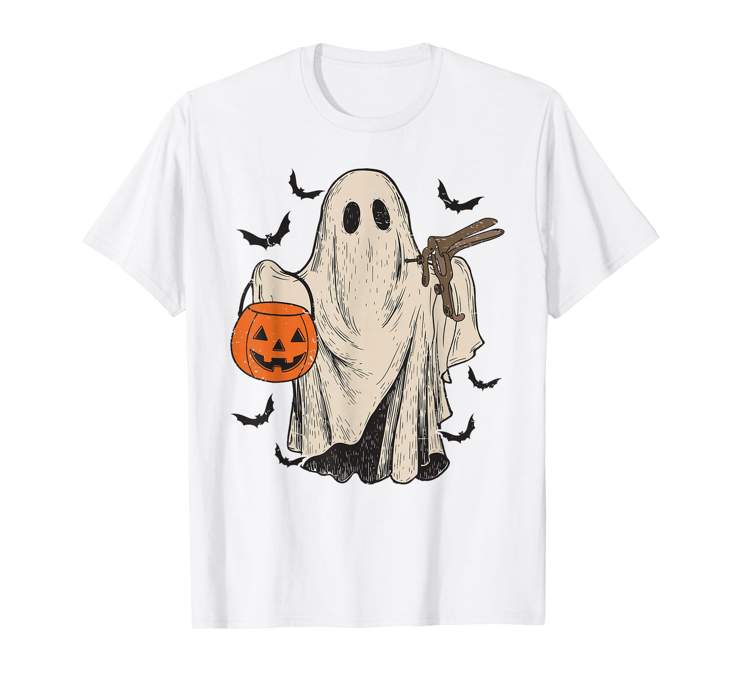 Groovy Funny Boo Ghost Nurses Pappy Halloween OBGYN Speculum T-Shirt
