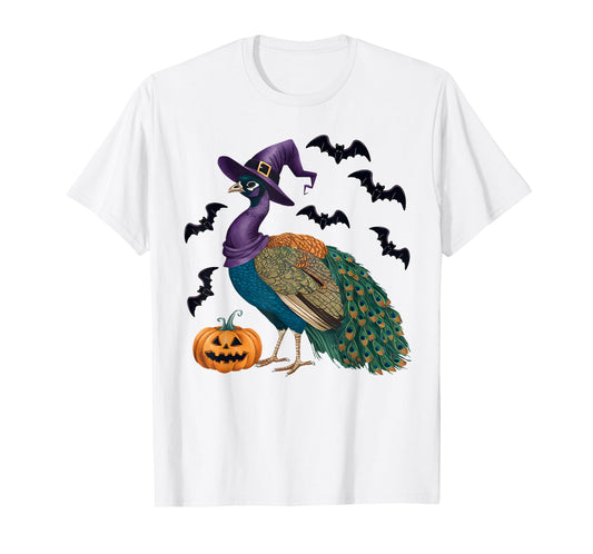Peacock Bird Halloween Costume Pumpkin Bat Witch T-Shirt