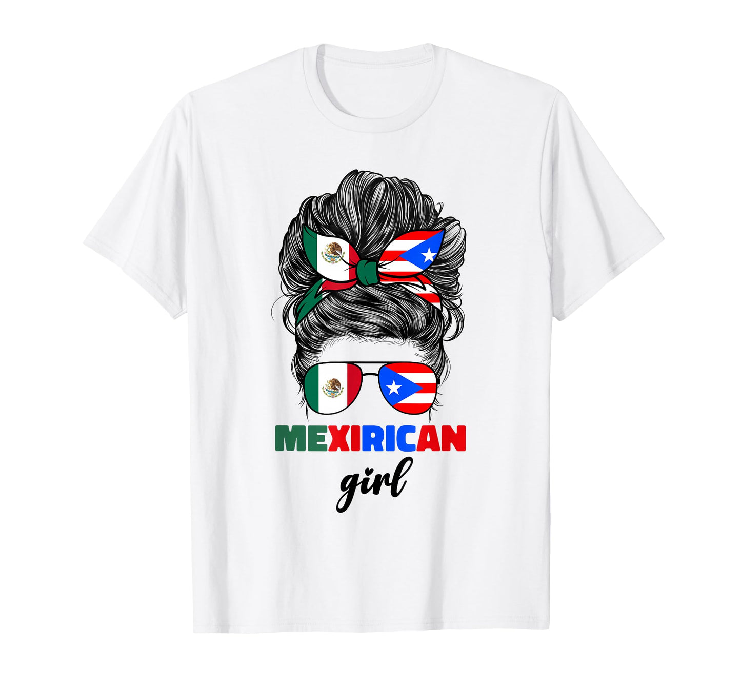 Mexirican Girl Mix Half Mexican And Puerto Rican Rico Flag T-Shirt