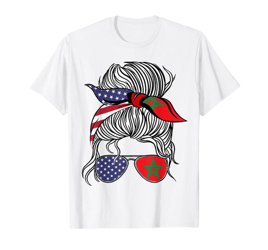American Moroccan Patriot Flag Women Girl Morocco Grown T-Shirt
