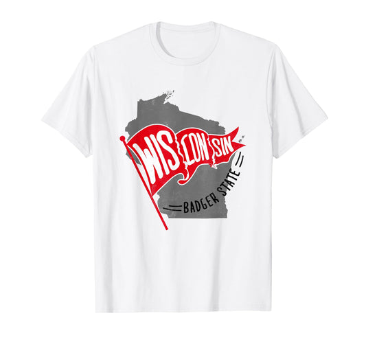 Trendy Wisconsin Badger State Vintage Logo T-Shirt