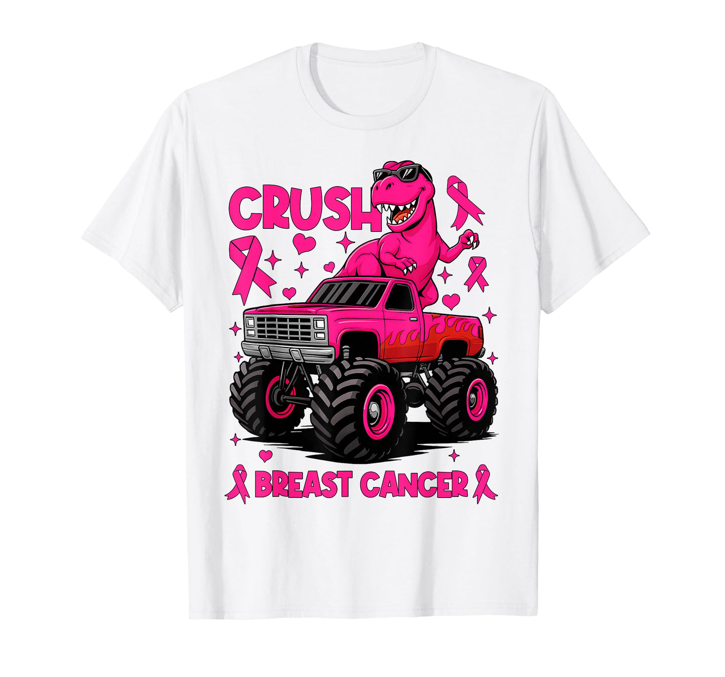 Crush Breast Cancer Awareness Monster Truck Toddler Boy Kids T-Shirt