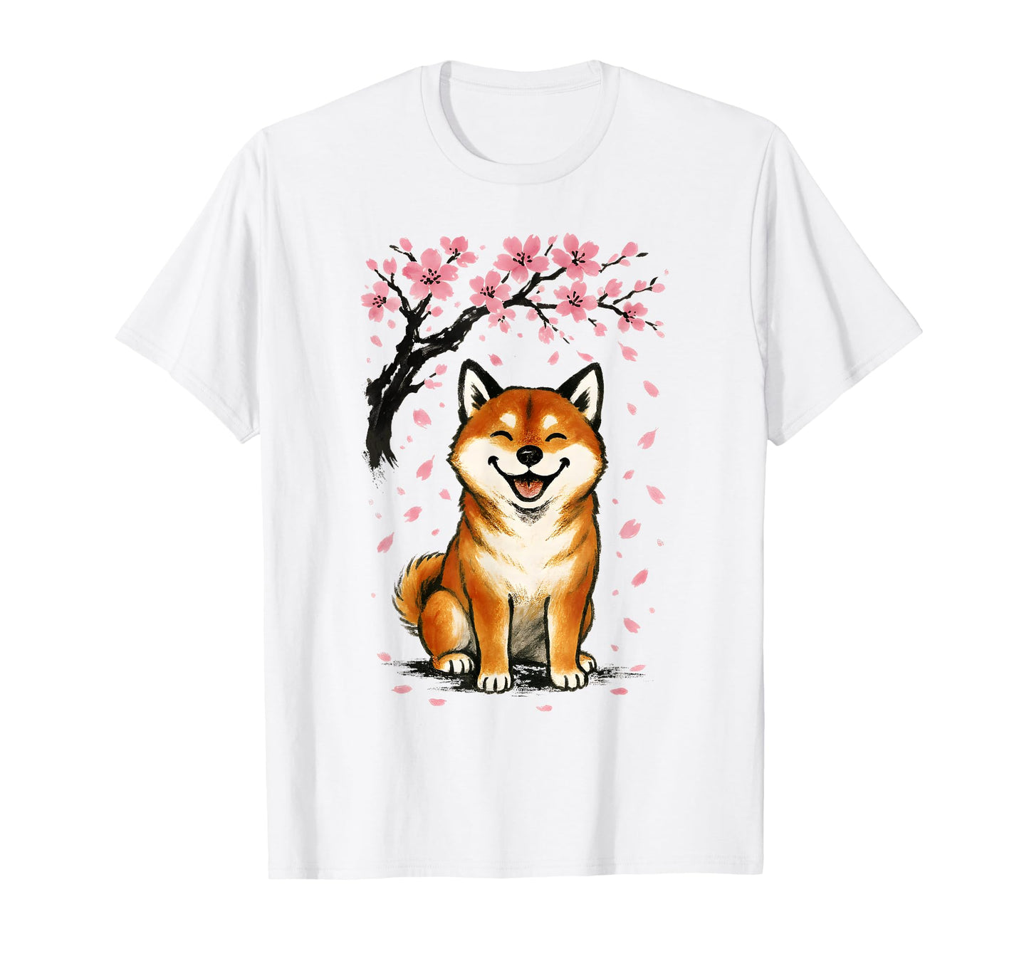 Shiba Inu Dog Japanese Cherry Blossom Sakura Tree Graphic T-Shirt