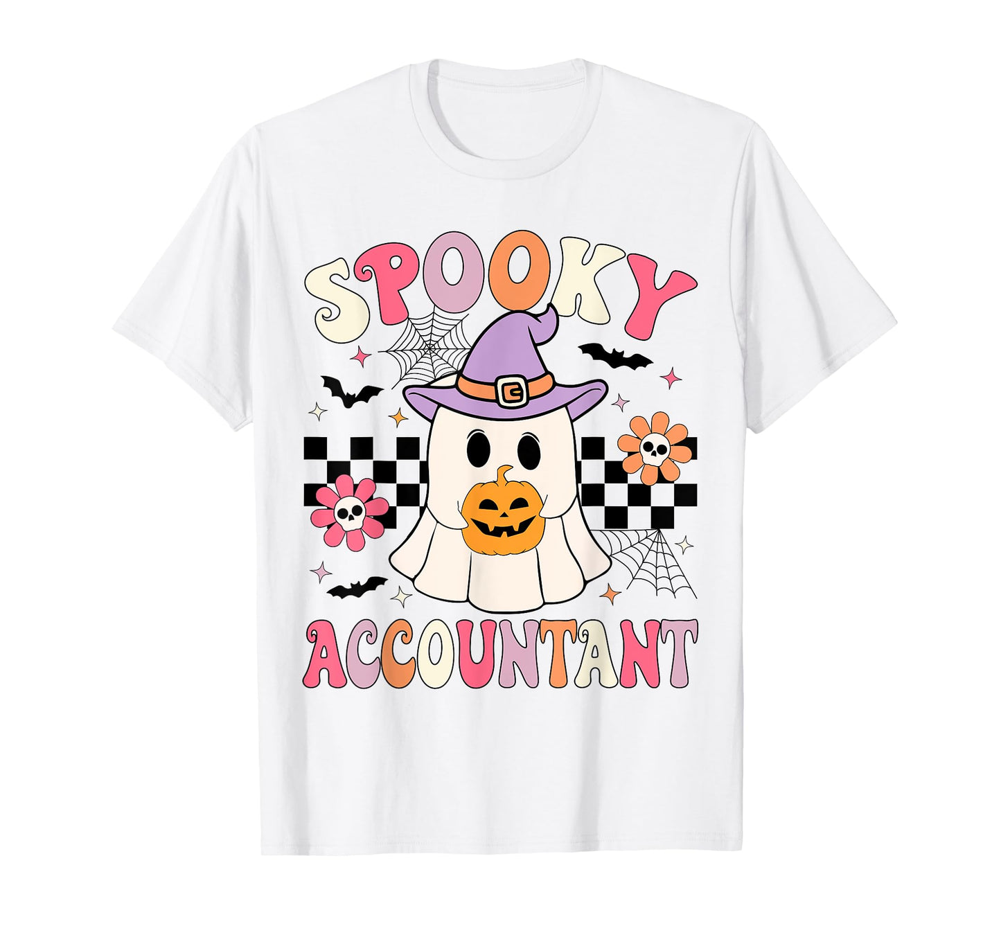 Groovy Spooky Accountant Ghost CPA Halloween Accountant T-Shirt