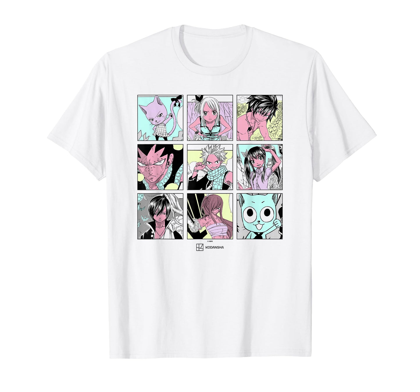 Fairy Tail Main Characters Box Up Retro Manga Panels T-Shirt