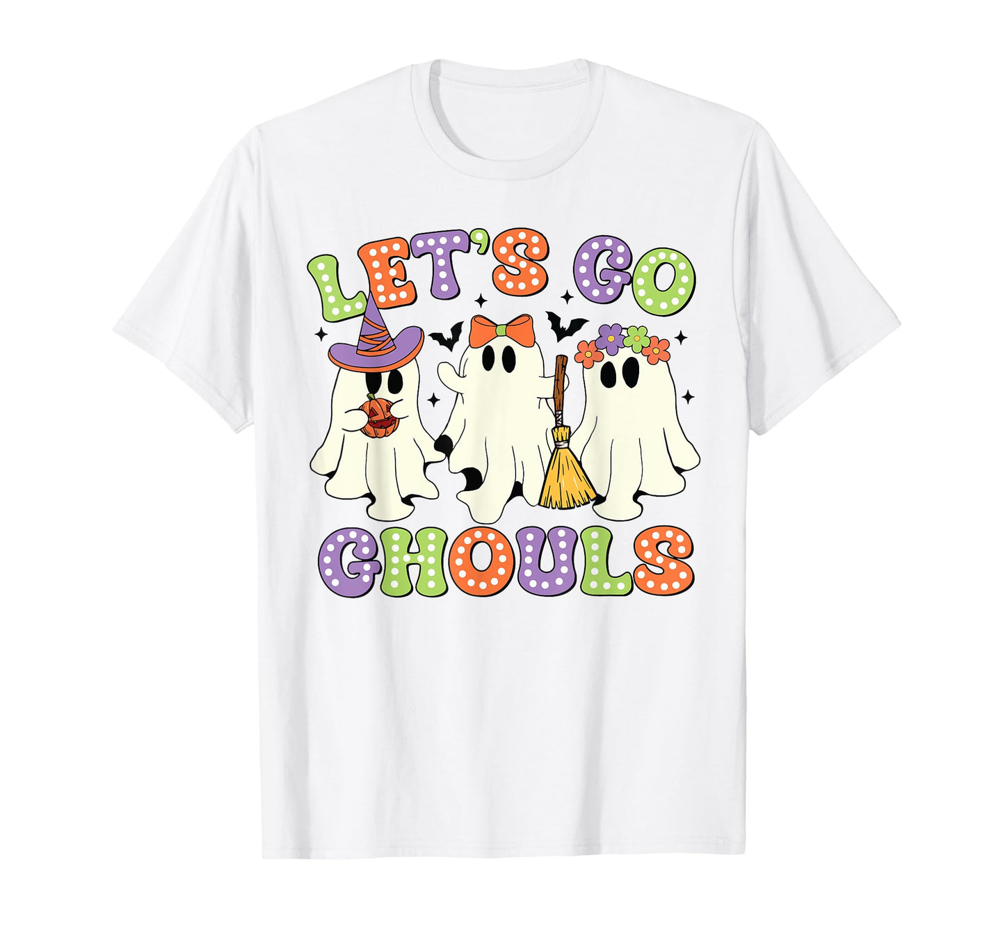 Let's Go Ghouls Scary Ghost Costume Halloween Retro Groovy T-Shirt
