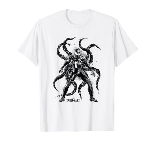 Marvel Spider-Man 2 Black Suit Peter Symbiote Tentacles T-Shirt