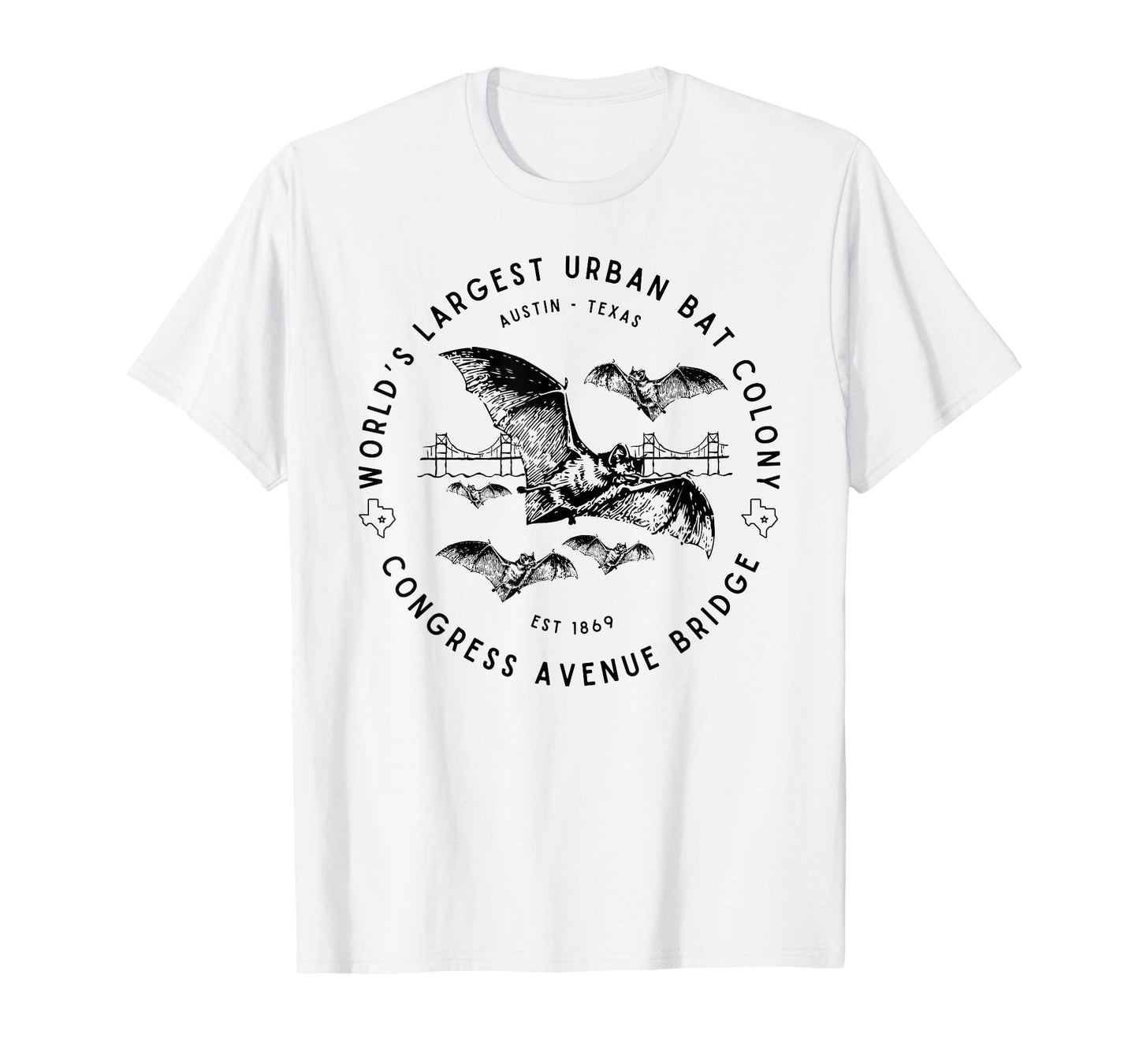 Congress Ave Bridge Austin Texas World's Largest Bat Colony T-Shirt