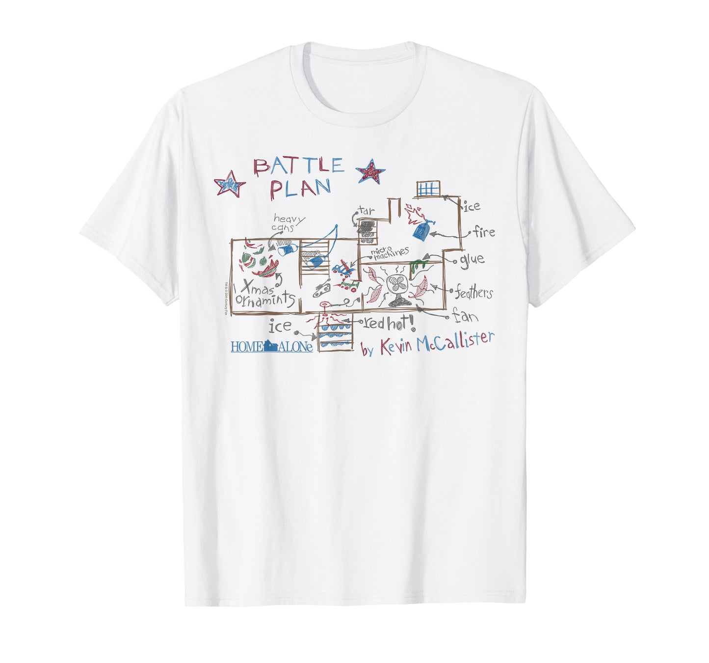 Home Alone Battle Plan by Kevin McCallister Sketch T-Shirt