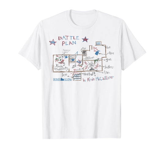 Home Alone Battle Plan by Kevin McCallister Sketch T-Shirt