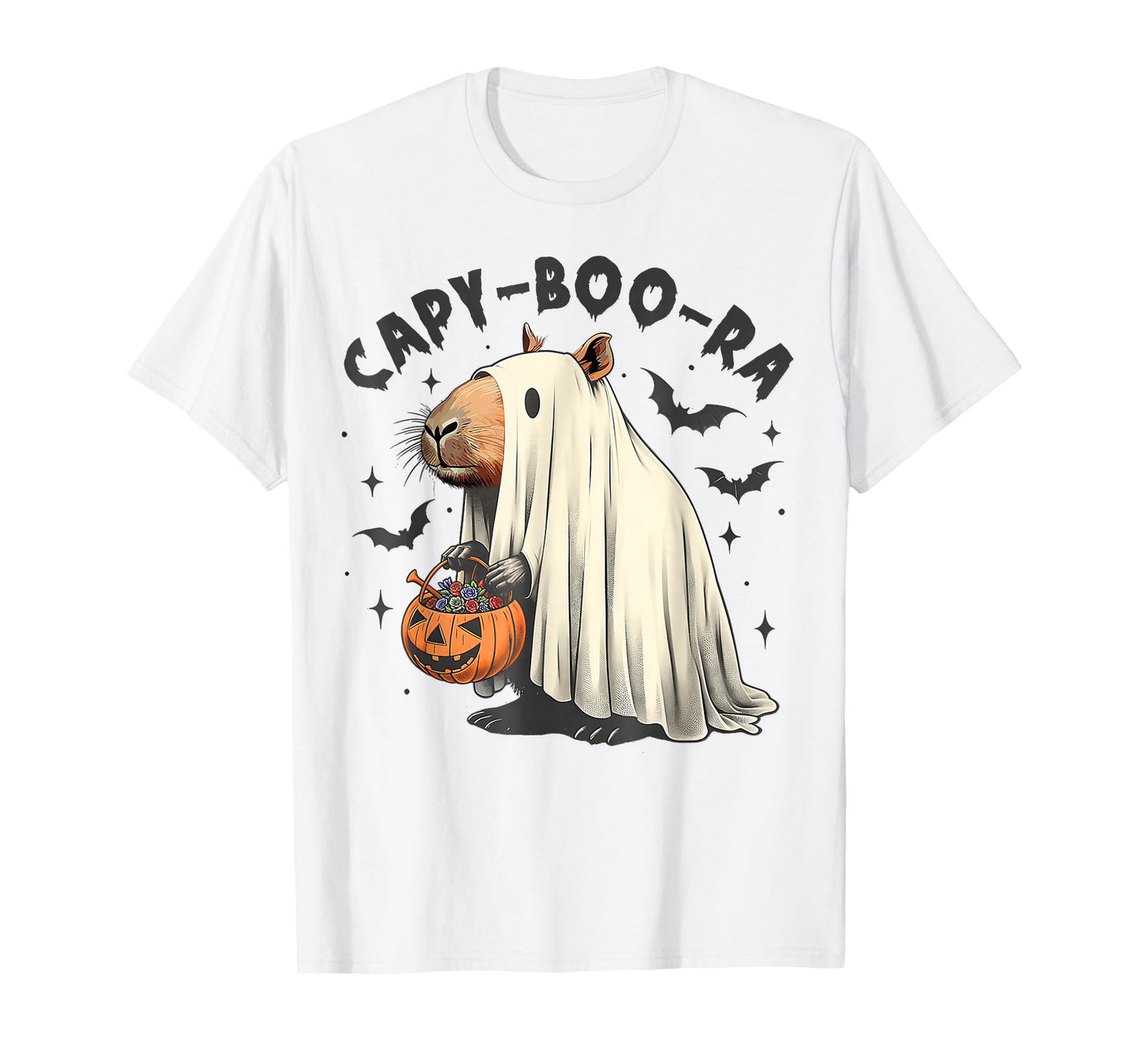 Ghost Capybara and Pumpkin Halloween Cappy T-Shirt