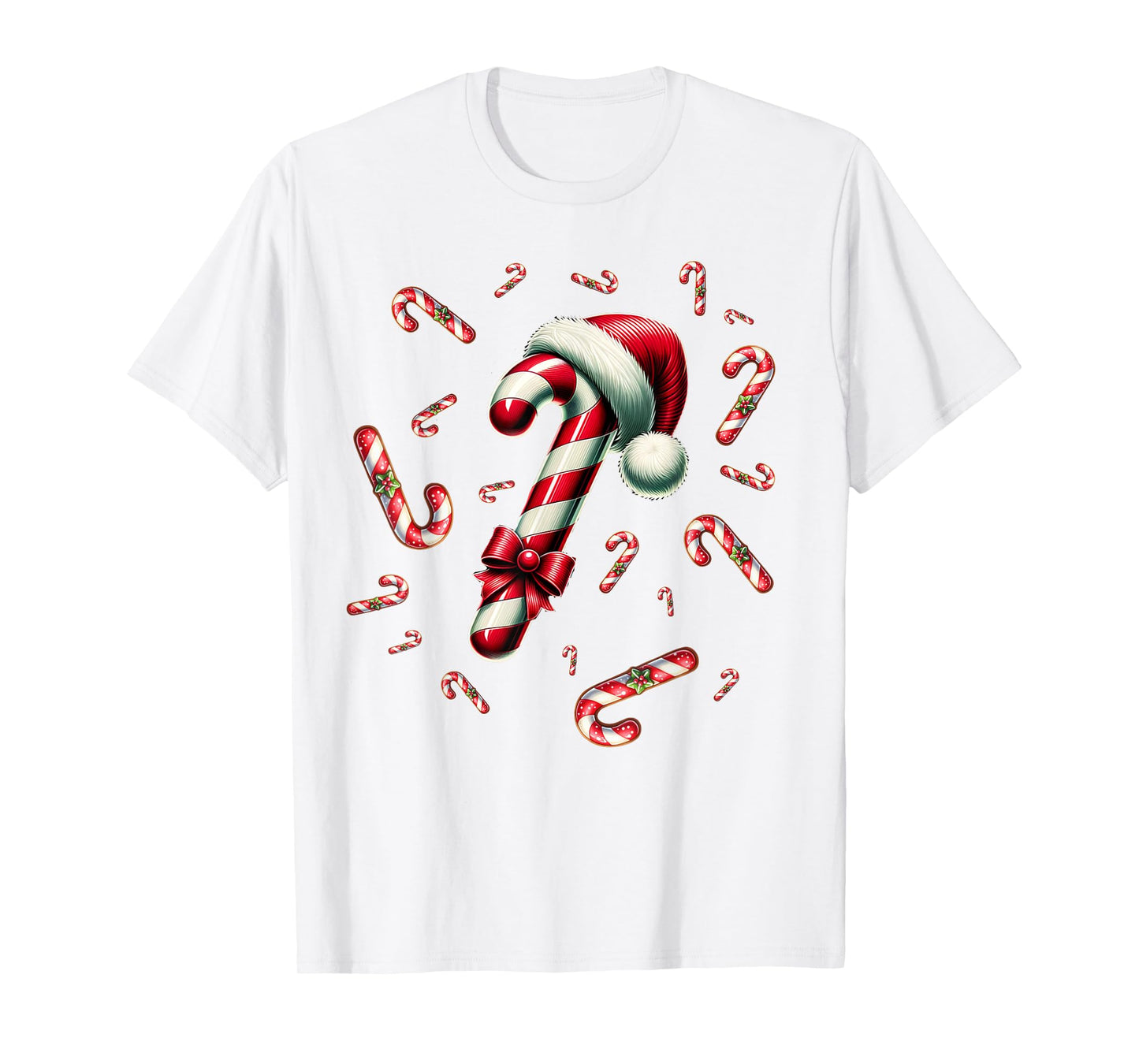 Christmas Candy Cane Crew Lights Red and White Candy Costume T-Shirt