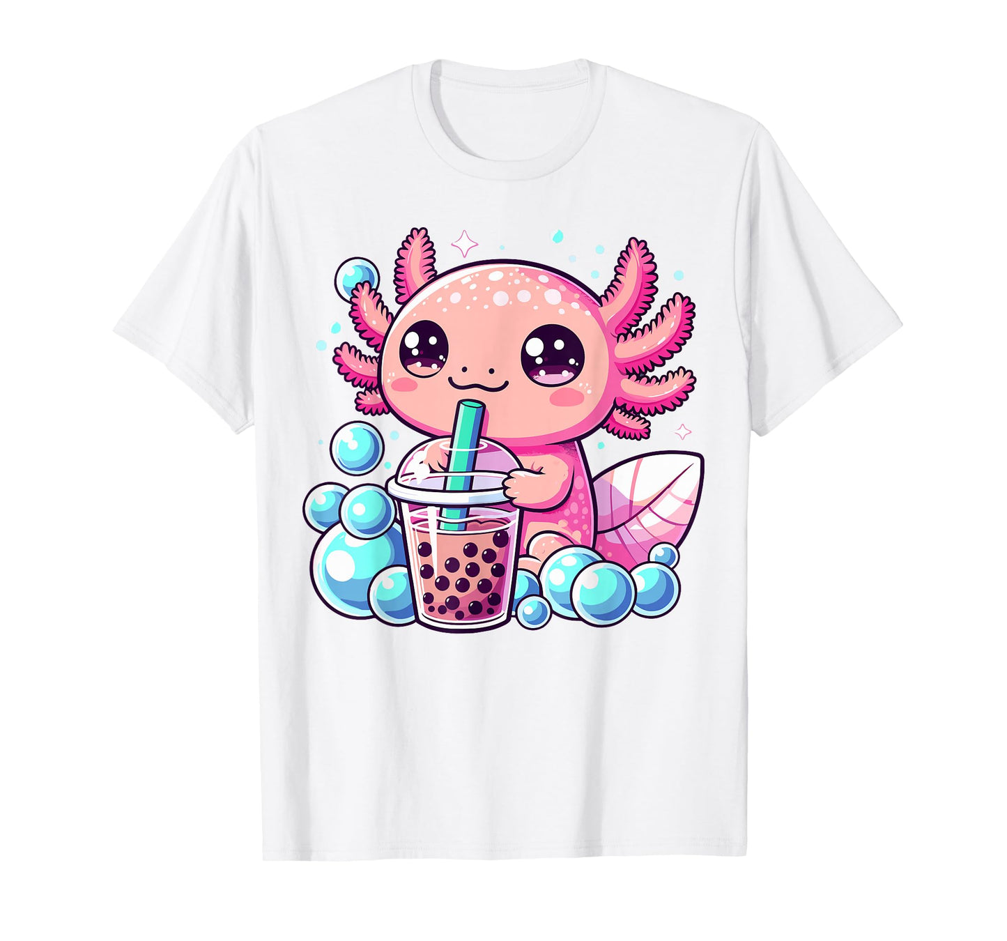Axolotl Bubble Tea Boba Anime Kawaii Axolotl T-Shirt