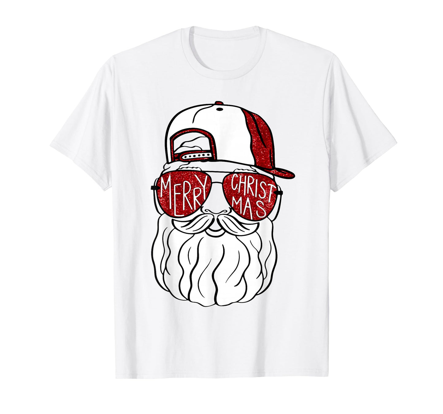 Santa Face Christmas Sunglasses Tee Xmas Family Matching T-Shirt
