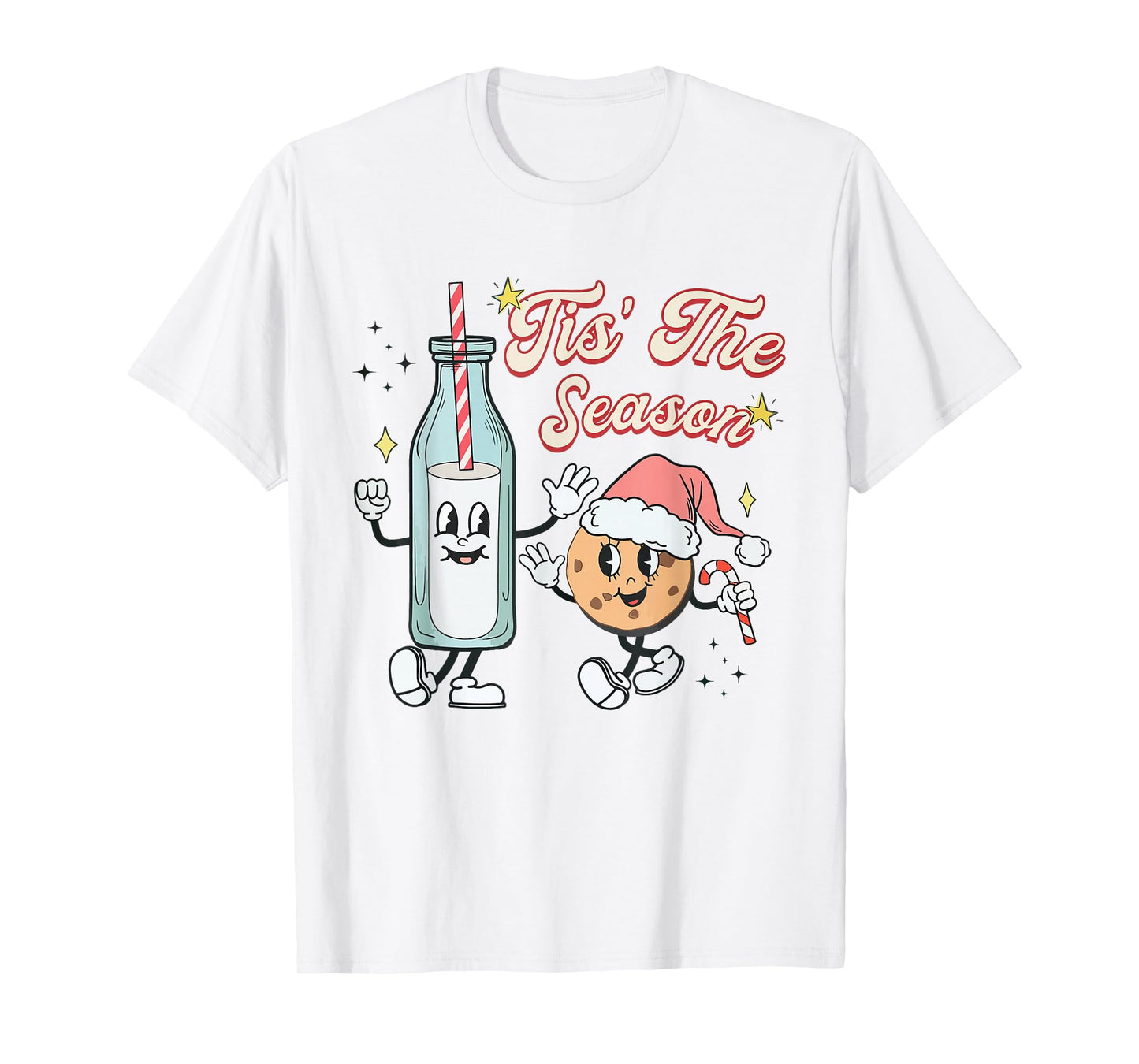 Tis The Season Retro Milk and Cookie Christmas T-Shirt
