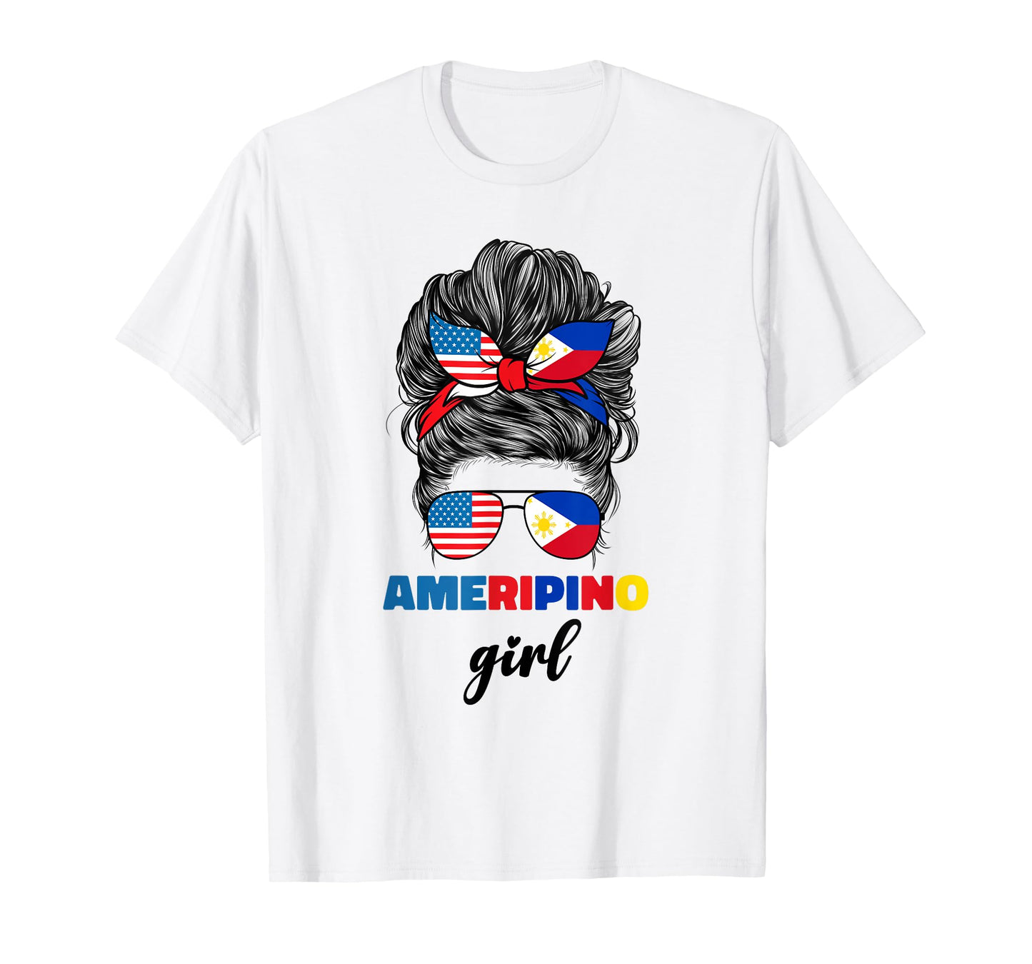 Half Filipino And American America Philippines Usa Flag Girl T-Shirt