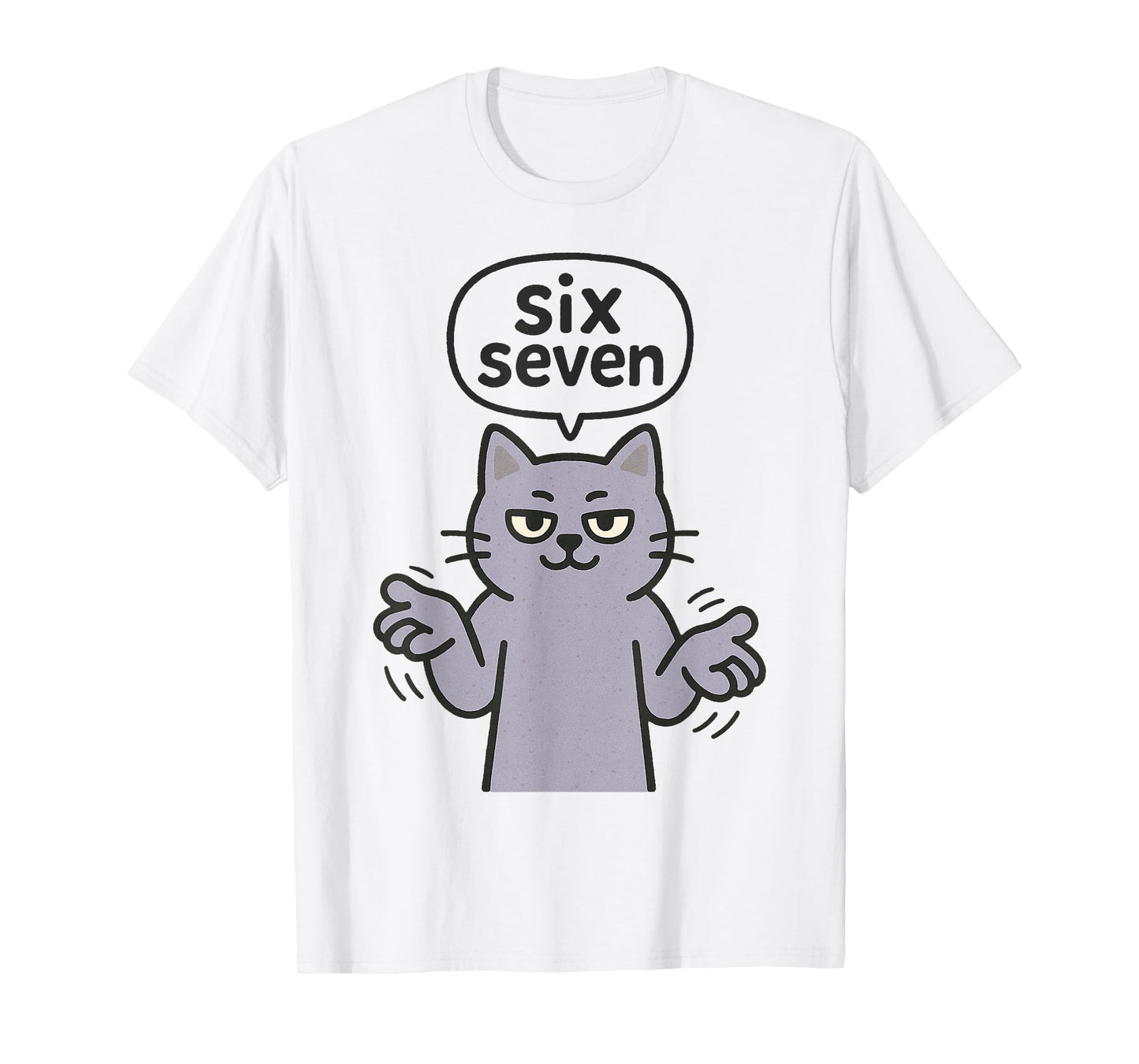 67 Six Seven 6-7 Purple Cat - Funny Kid Gaming Brainrot Meme T-Shirt