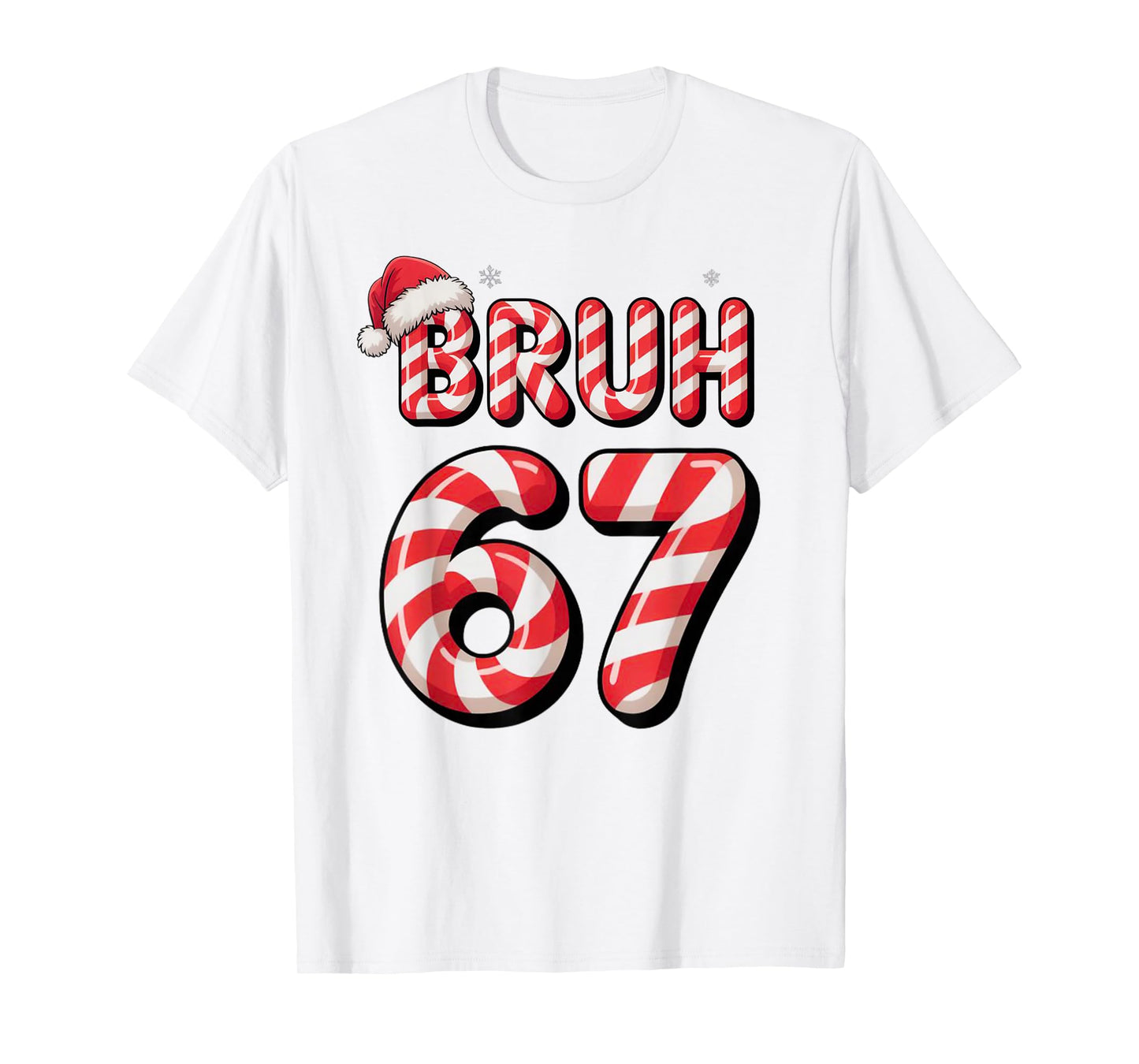 Bruh 67 Christmas Candy Cane for Teen Boys Six Seven Meme T-Shirt