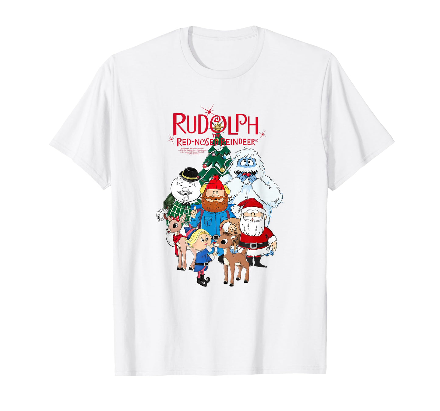 Rudolph Characters with Christmas Tree Retro Holiday T-Shirt