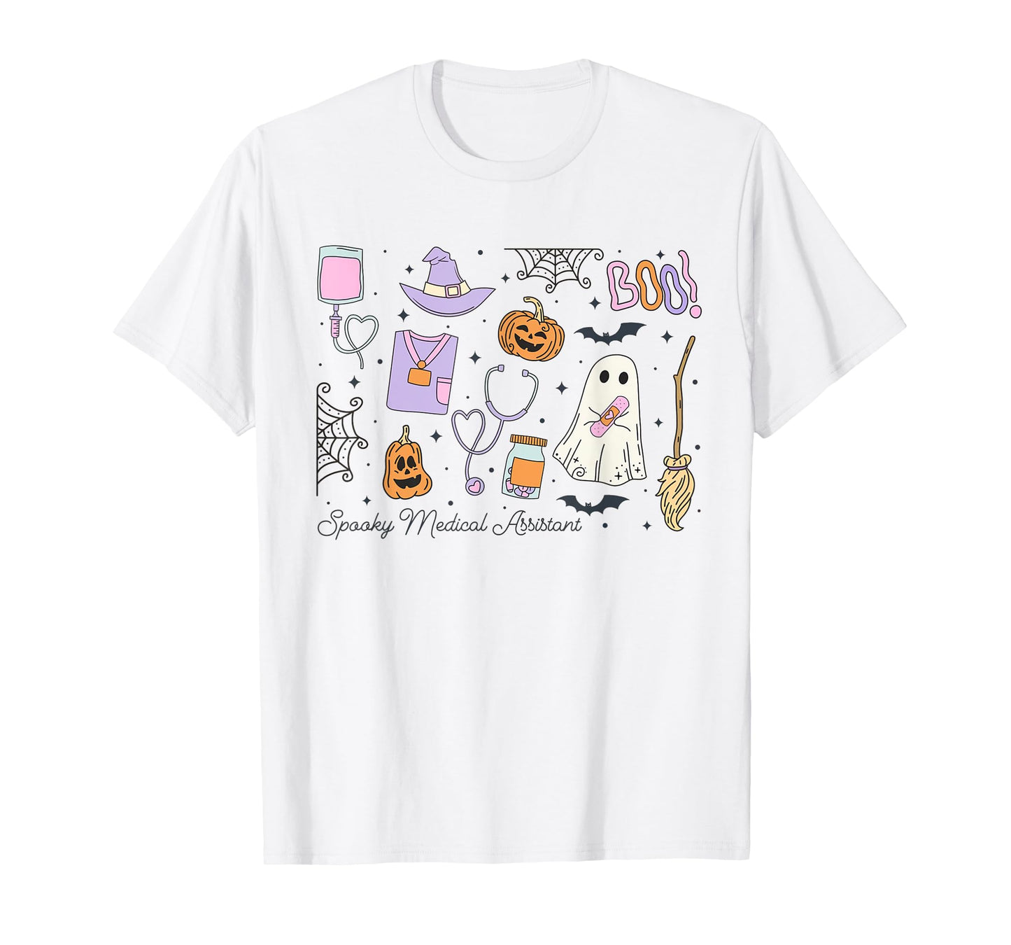 Spooky Medical Assistant Halloween Ghost MA Autumn CMA RMA T-Shirt
