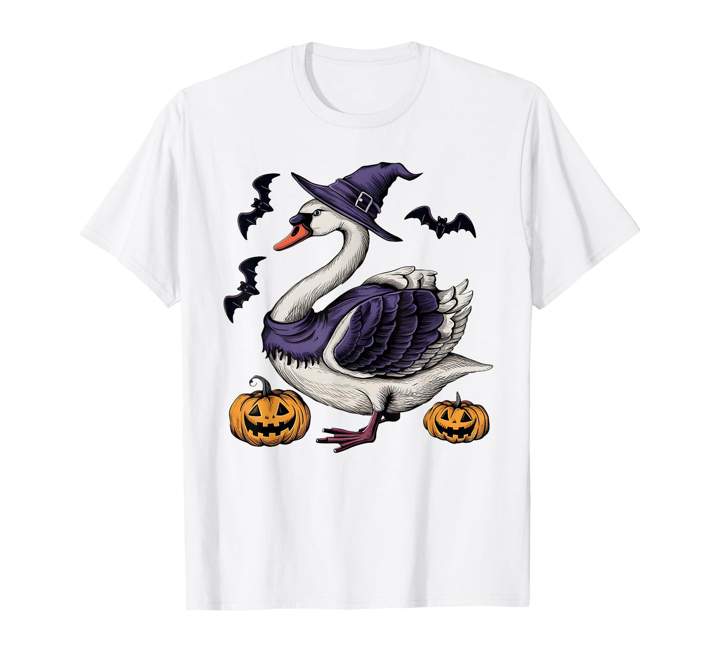 Funny Swan Bird Halloween Costume Scary Pumpkin Bat Witch T-Shirt