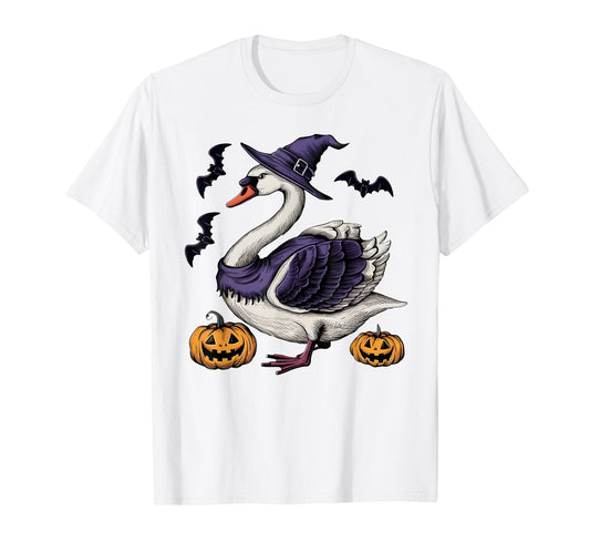 Funny Swan Bird Halloween Costume Scary Pumpkin Bat Witch T-Shirt
