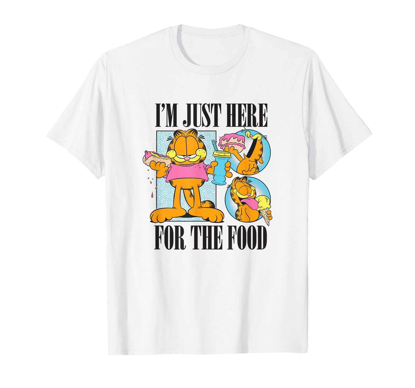 Garfield I'm Just Here For The Food Vintage Snack Panels T-Shirt