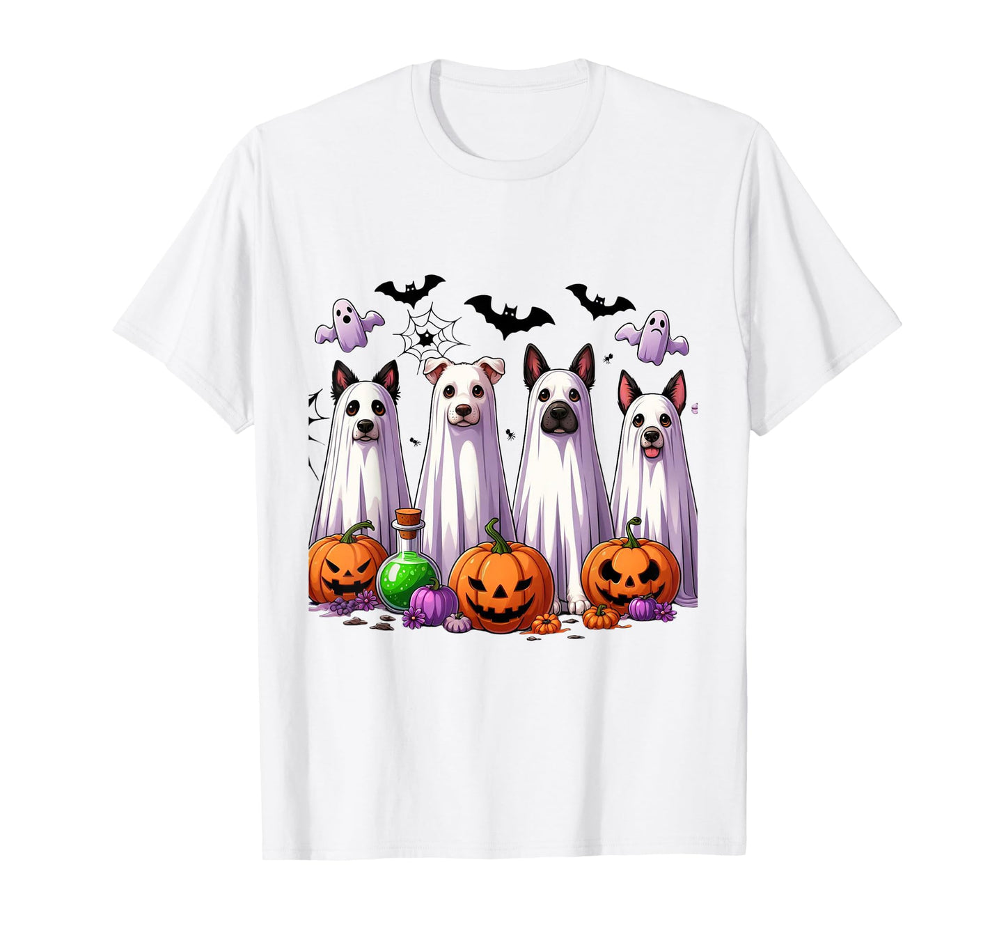 Dog Ghost Cute Dog Dressed As Ghost Funny Halloween Dog T-Shirt