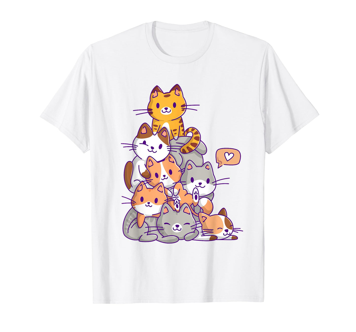 Cute Kawaii Cat Kitty Meowtain Cats Pile Chibi Women Girls T-Shirt