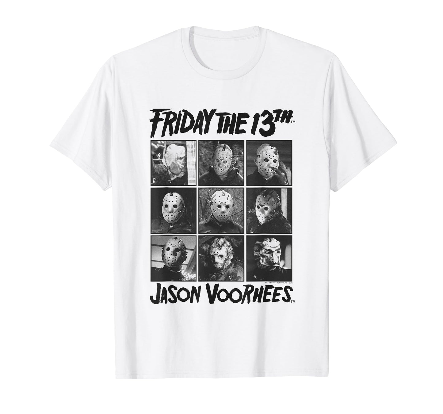 Friday The 13th Jason Black and White Grid Horror Movie T-Shirt