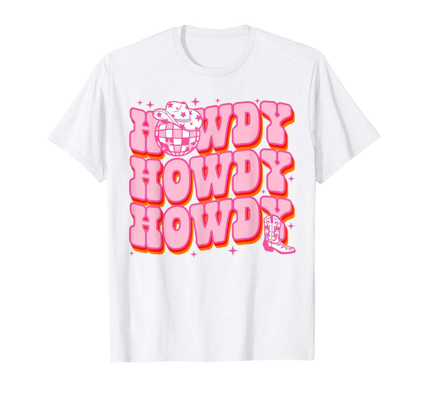 Howdy Southern Western Girl Country Rodeo Pink Disco Cowgirl T-Shirt