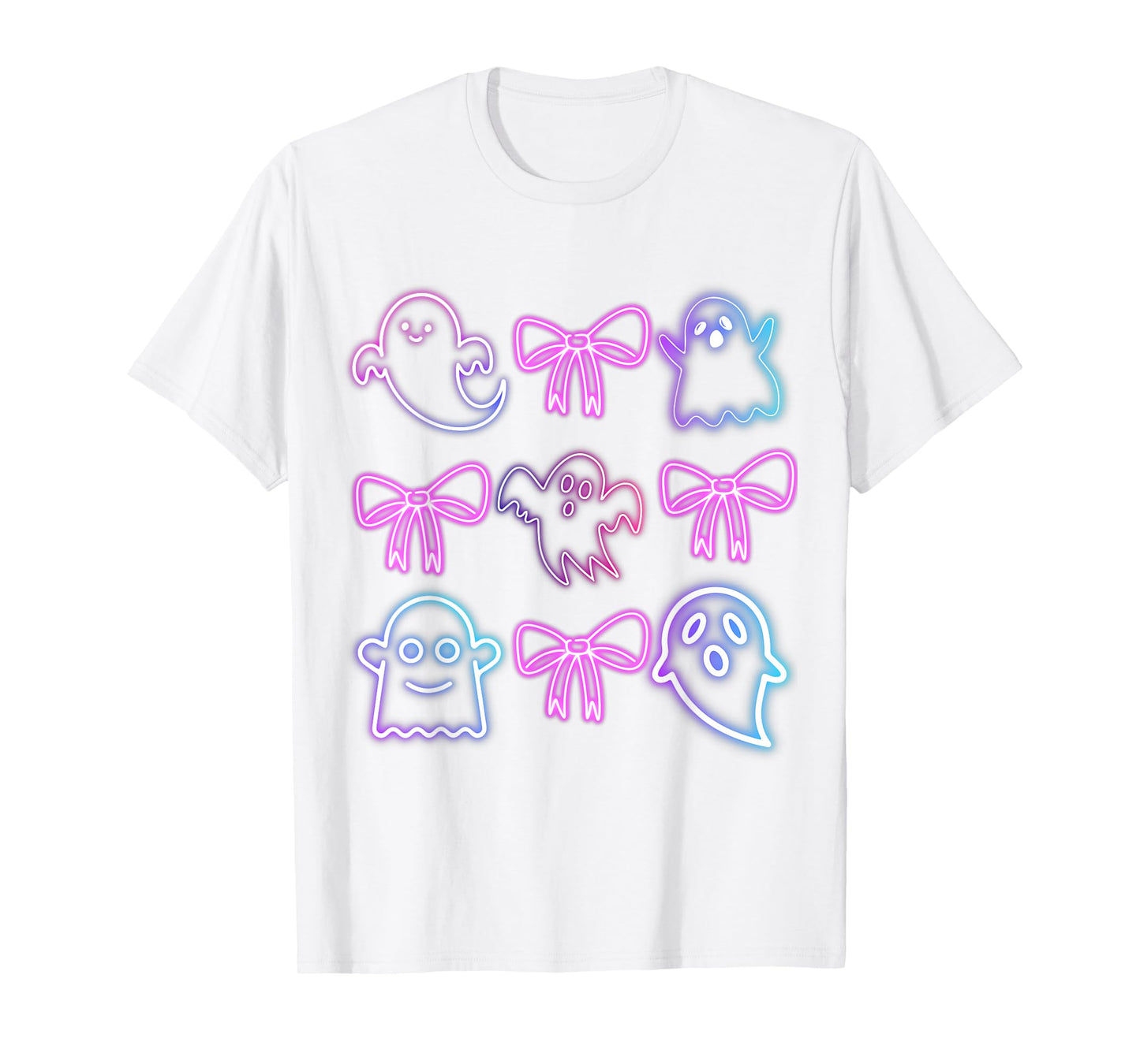 Cute Boo Ghost Spooky Season Glow In Halloween Night Bow T-Shirt