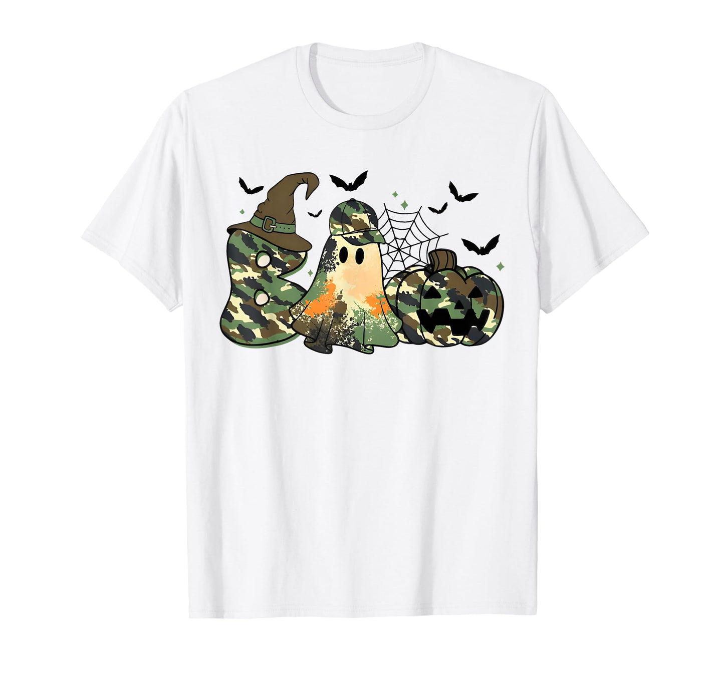 Retro Camo Boo Ghost Coquette Camouflage Ghost Halloween T-Shirt
