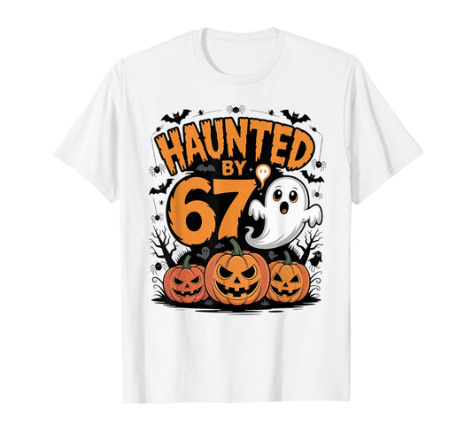 Funny Ghost Bat Pumpkin Halloween - Haunted by 67 T-Shirt