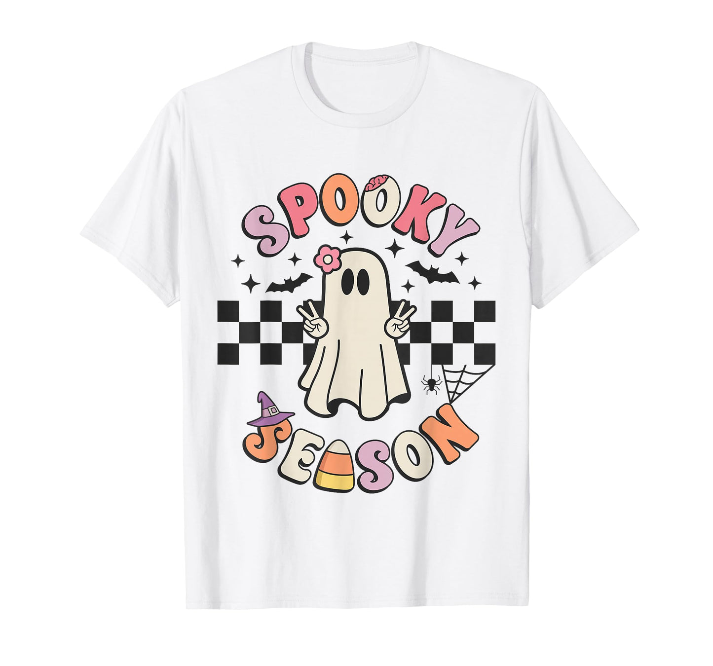 Spooky Season Retro Happy Halloween Ghost Women Toddler Girl T-Shirt
