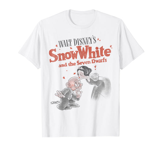 Disney Snow White & Dopey Distressed Portrait T-Shirt Small