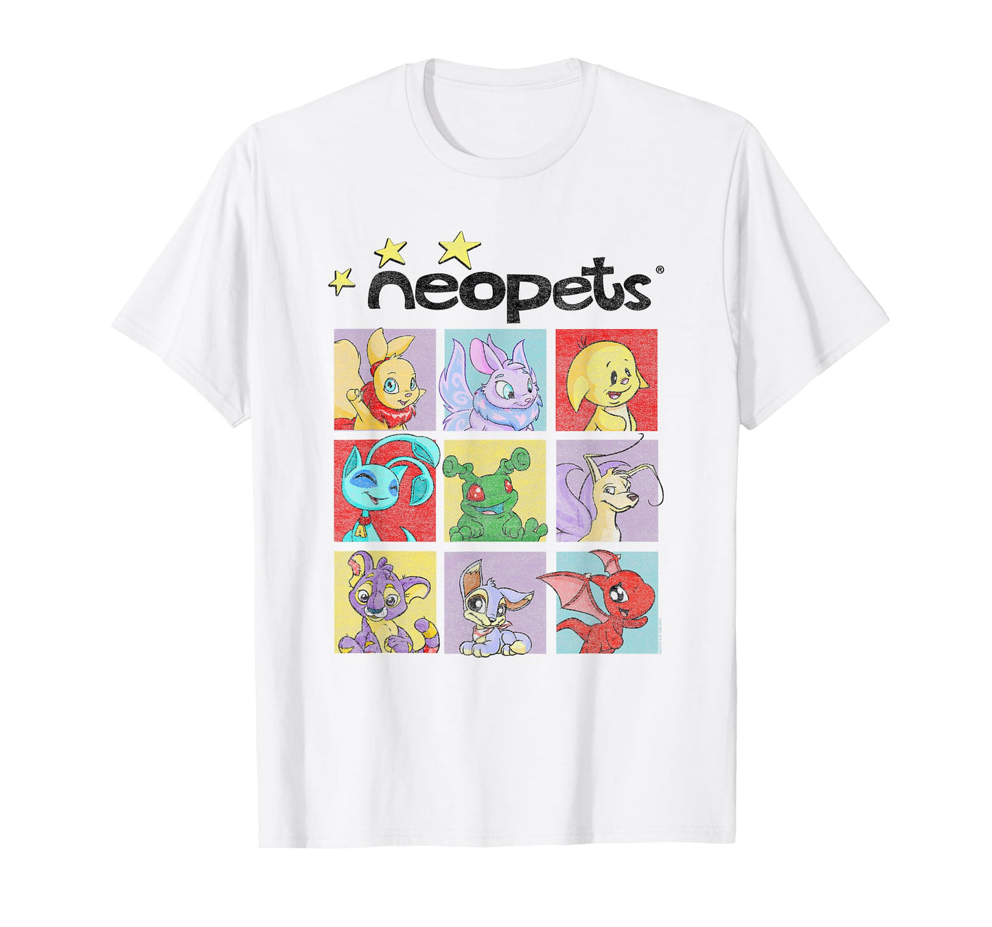 Neopets Pop Art Colorful Character Grid Retro Virtual Pets T-Shirt