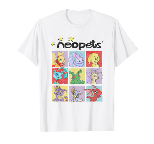 Neopets Pop Art Colorful Character Grid Retro Virtual Pets T-Shirt