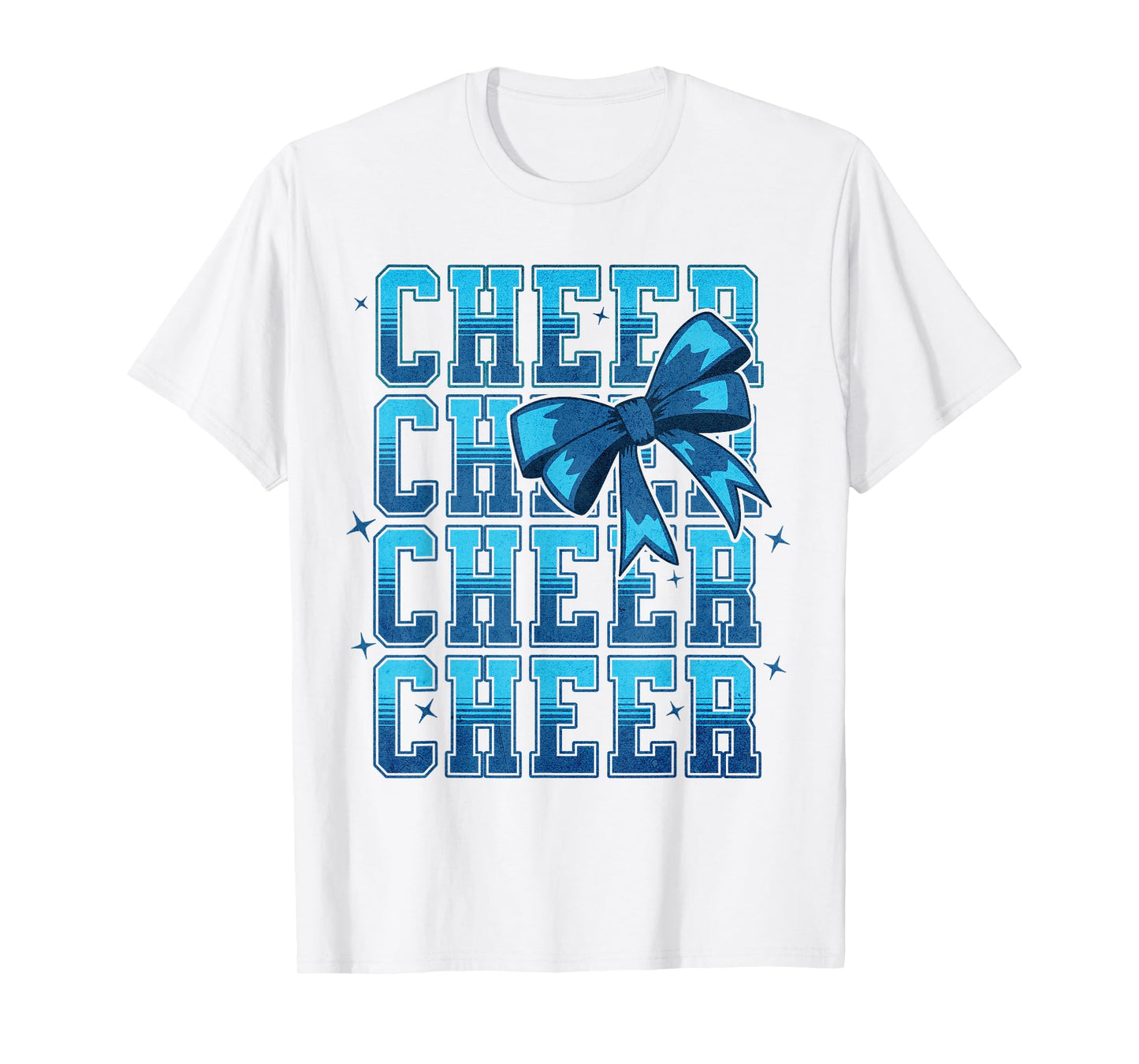 Coquette Cheer Bow Cheerleading Team Spirit Sport Blue T-Shirt