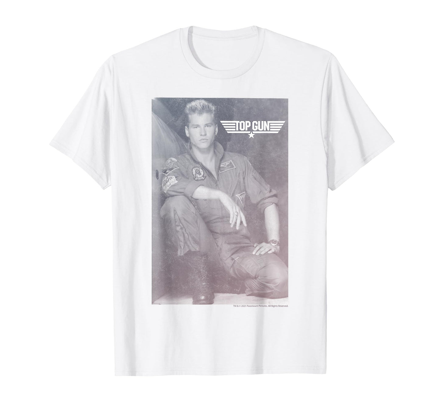 Top Gun Lt. Tom 'Iceman' Kazansky Black & White Poster T-Shirt