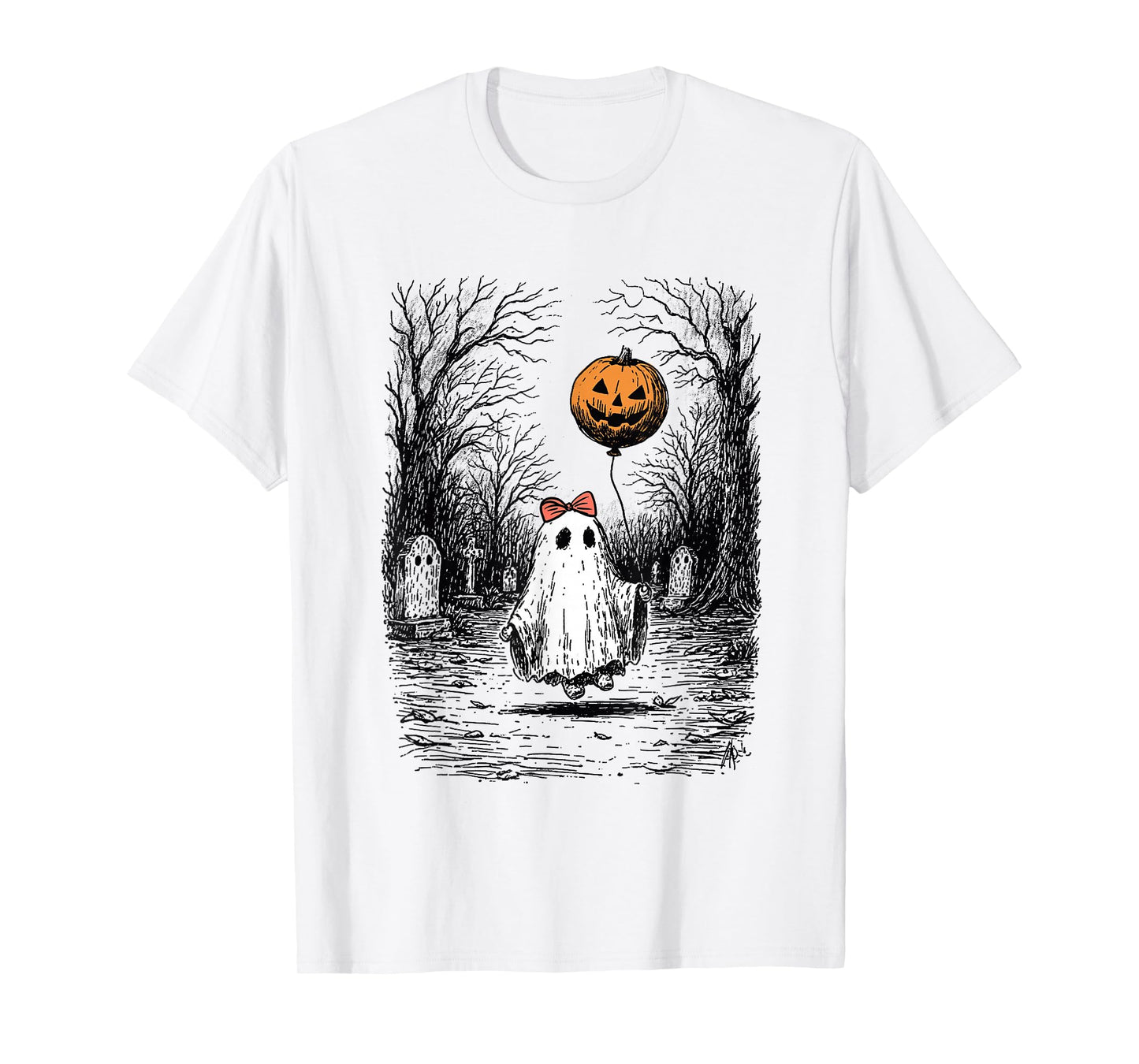 Horror Halloween Ghost Fall Pumpkin Spooky Season Women T-Shirt