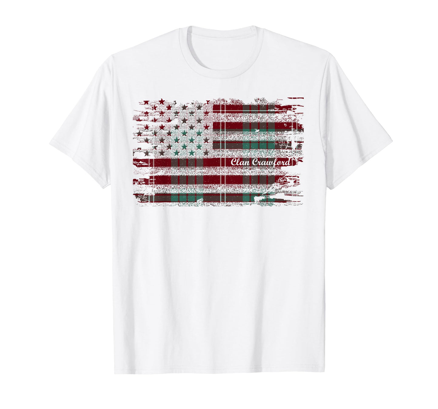 Crawford surname american flag scottish clan tartan T-Shirt