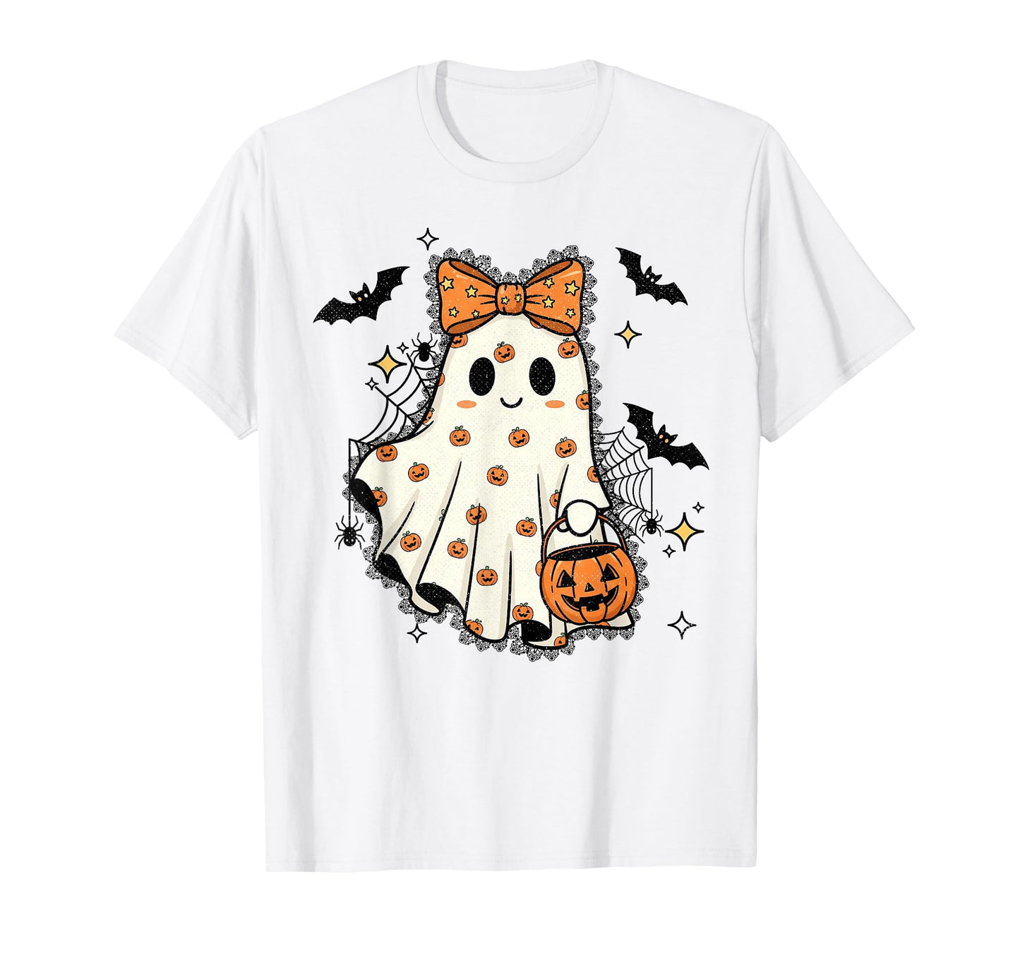 Lace Ghost Coquette Bow Pumpkin Spooky Season T-Shirt